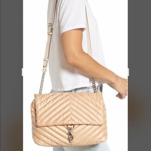 Rebecca Minkoff | Jumbo Edie Chevron-Quilted Nylon Bag | Beige NWT!